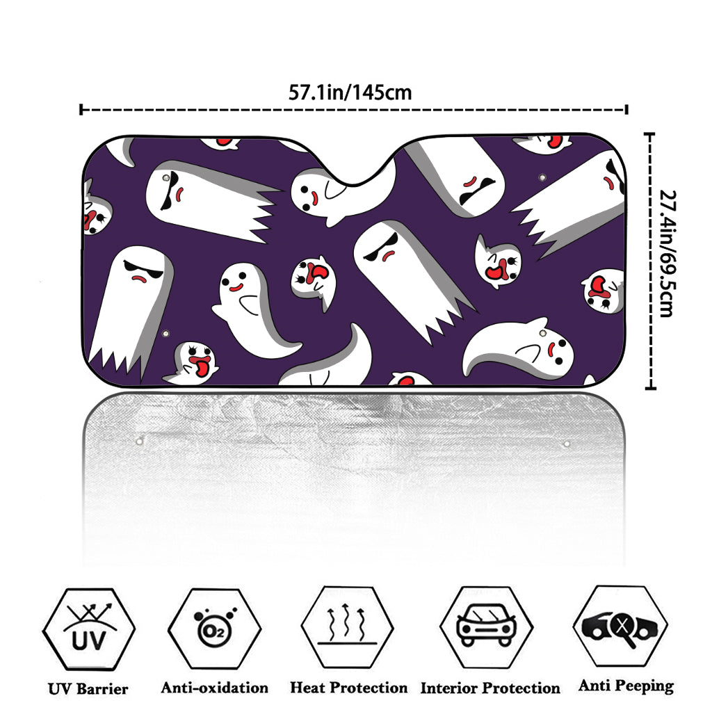 Cartoon Ghost Pattern Print Car Windshield Sun Shade