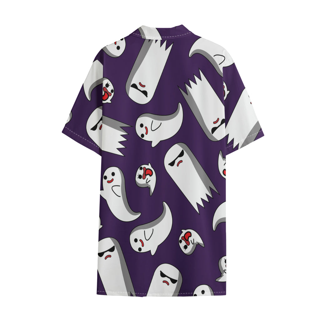 Cartoon Ghost Pattern Print Cotton Hawaiian Shirt