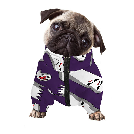Cartoon Ghost Pattern Print Dog Zip Up Jacket