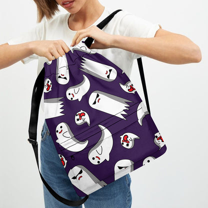 Cartoon Ghost Pattern Print Drawstring Backpack
