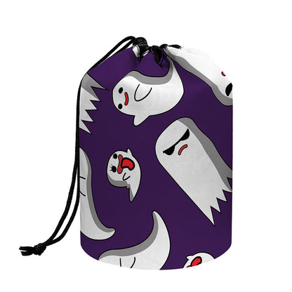 Cartoon Ghost Pattern Print Drawstring Makeup Bag