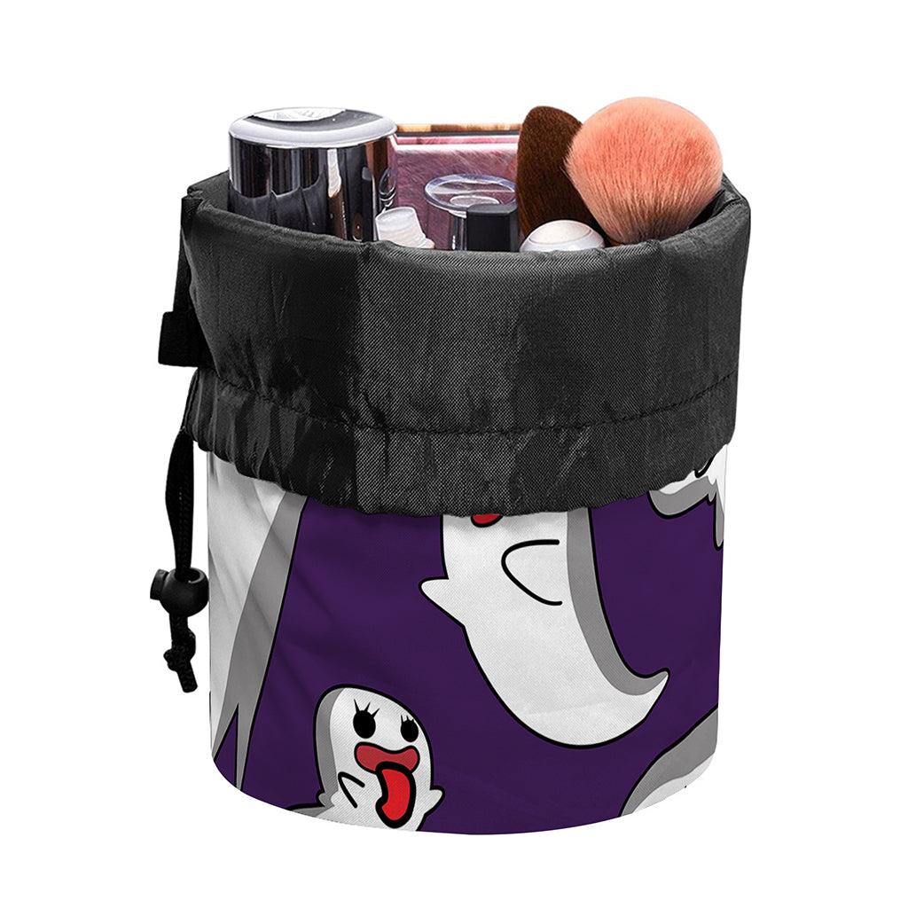 Cartoon Ghost Pattern Print Drawstring Makeup Bag