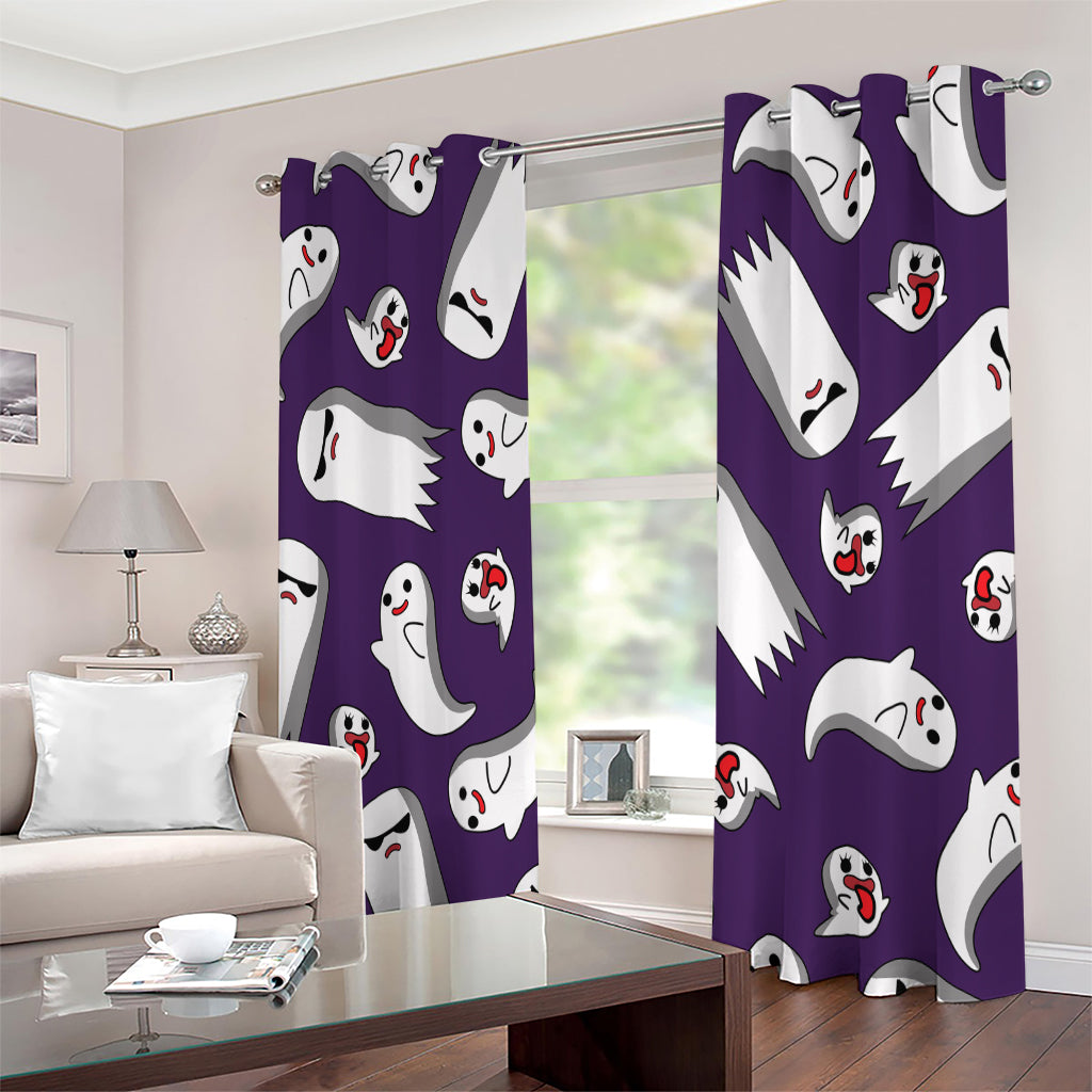 Cartoon Ghost Pattern Print Extra Wide Grommet Curtains