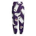 Cartoon Ghost Pattern Print Fleece Lined Knit Pants