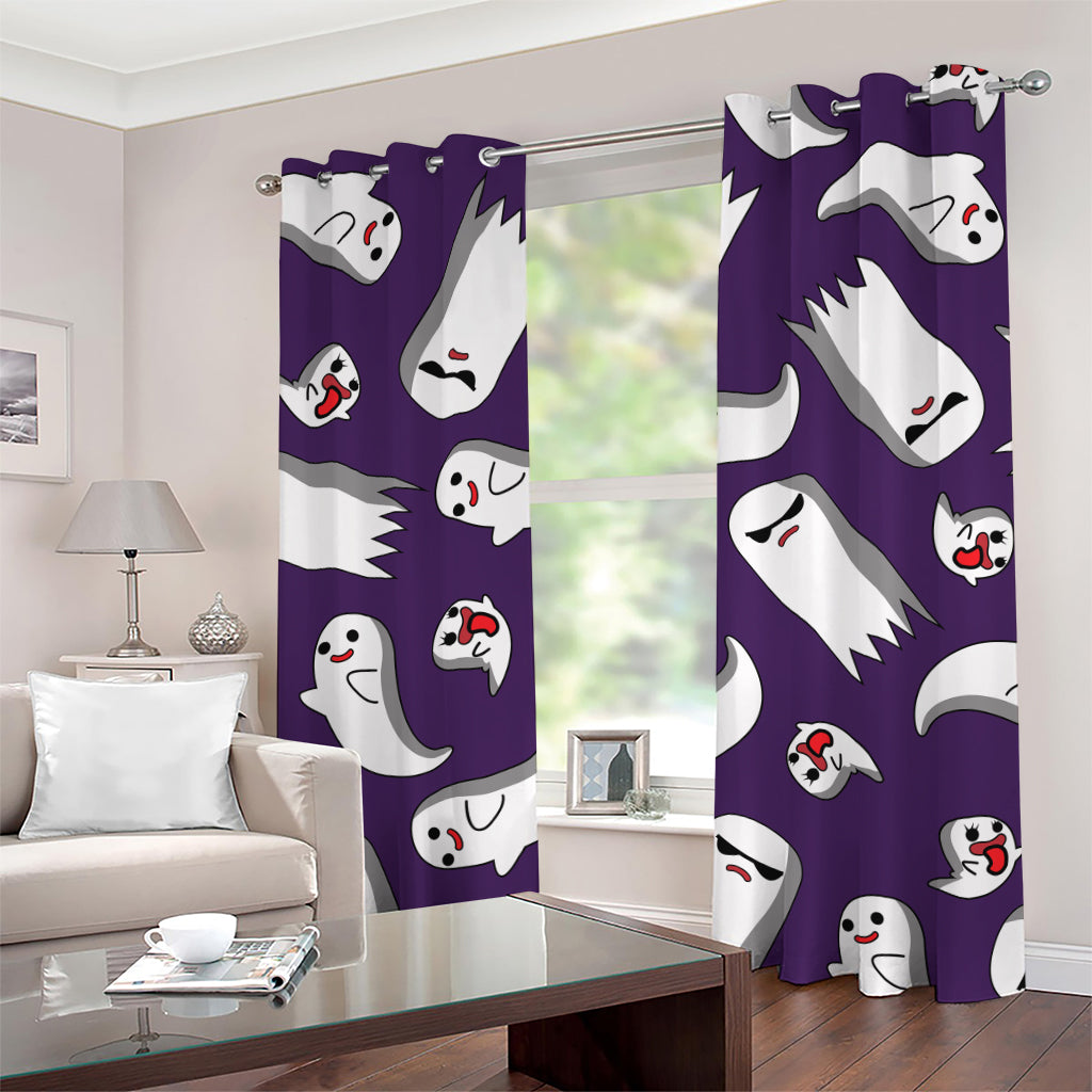 Cartoon Ghost Pattern Print Grommet Curtains