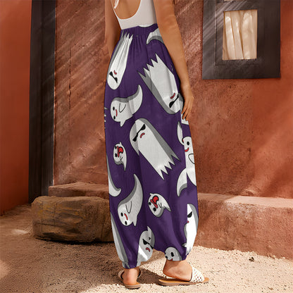 Cartoon Ghost Pattern Print Harem Pants