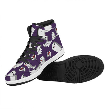 Cartoon Ghost Pattern Print High Top Leather Sneakers