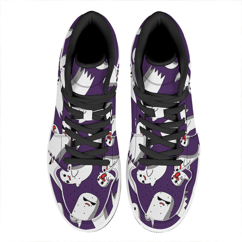 Cartoon Ghost Pattern Print High Top Leather Sneakers