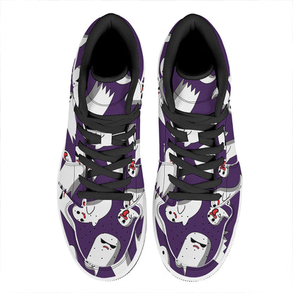 Cartoon Ghost Pattern Print High Top Leather Sneakers