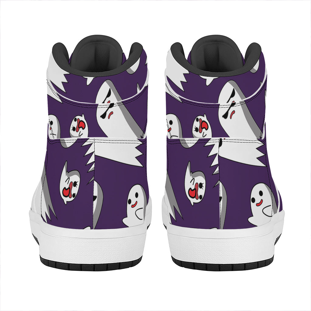 Cartoon Ghost Pattern Print High Top Leather Sneakers