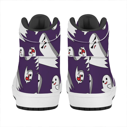 Cartoon Ghost Pattern Print High Top Leather Sneakers