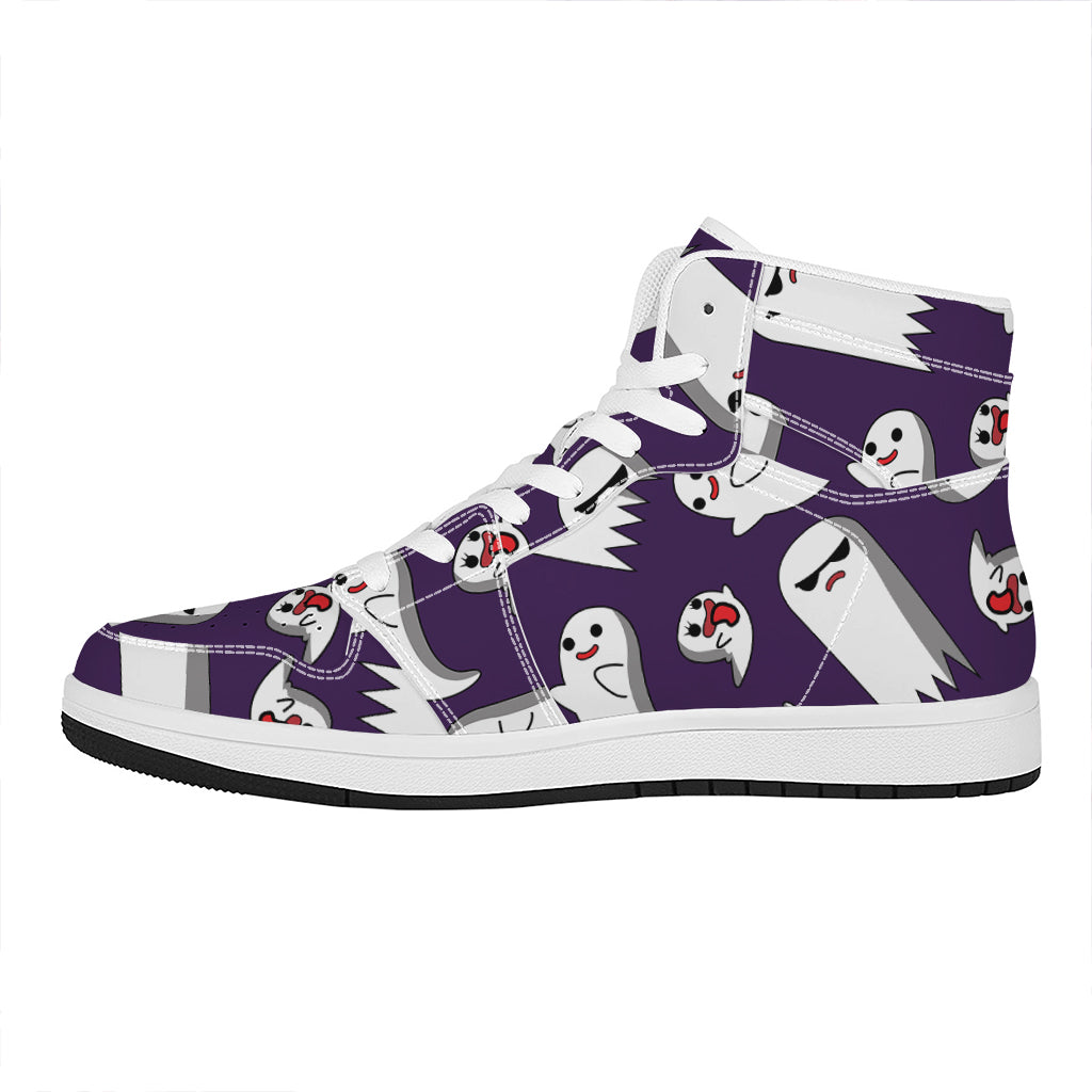 Cartoon Ghost Pattern Print High Top Leather Sneakers