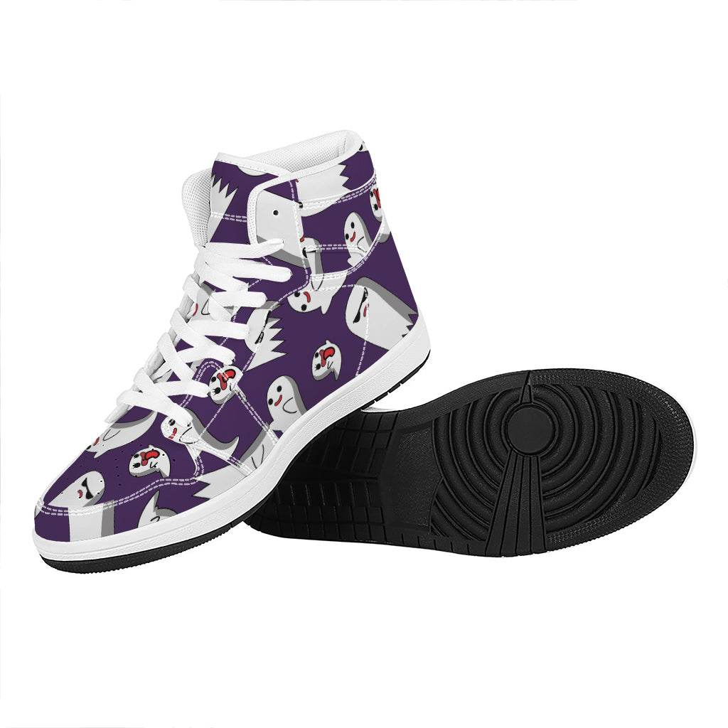Cartoon Ghost Pattern Print High Top Leather Sneakers