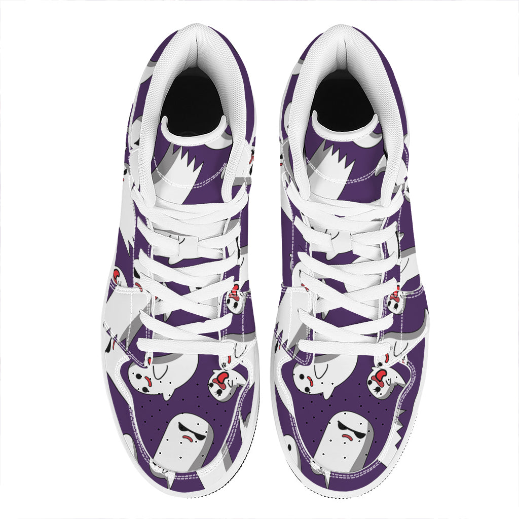 Cartoon Ghost Pattern Print High Top Leather Sneakers