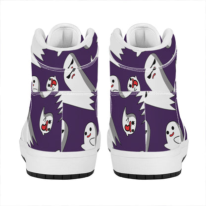 Cartoon Ghost Pattern Print High Top Leather Sneakers