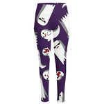 Cartoon Ghost Pattern Print High-Waisted Pocket Leggings