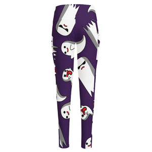 Cartoon Ghost Pattern Print High-Waisted Pocket Leggings