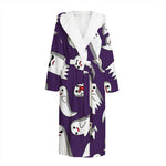 Cartoon Ghost Pattern Print Hooded Bathrobe