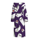 Cartoon Ghost Pattern Print Hooded Bathrobe