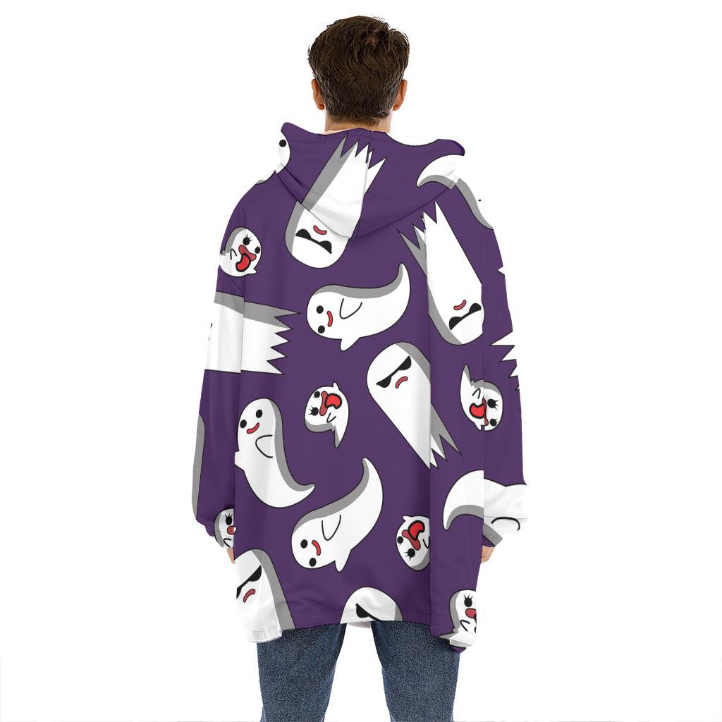 Cartoon Ghost Pattern Print Hoodie Blanket