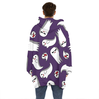 Cartoon Ghost Pattern Print Hoodie Blanket