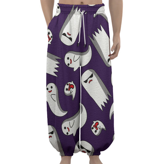 Cartoon Ghost Pattern Print Lantern Pants