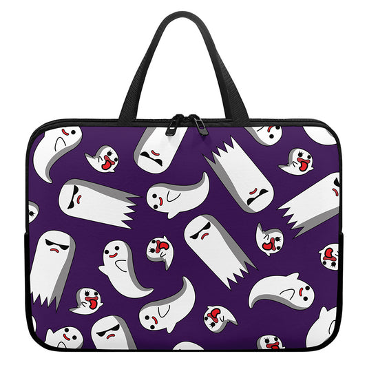 Cartoon Ghost Pattern Print Laptop Sleeve With Handle