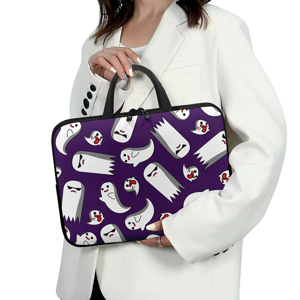 Cartoon Ghost Pattern Print Laptop Sleeve With Handle