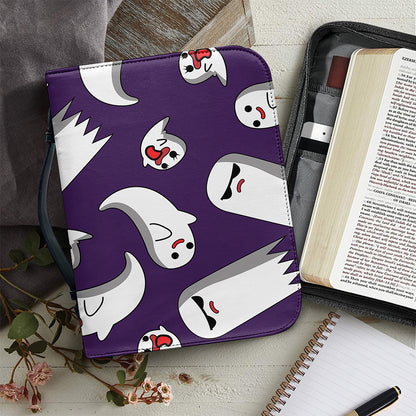 Cartoon Ghost Pattern Print Leather Bible Cover