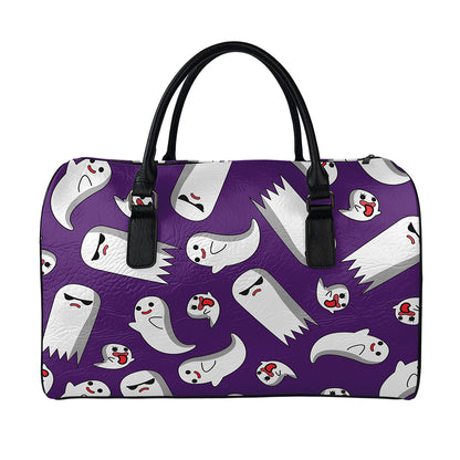 Cartoon Ghost Pattern Print Leather Duffle Bag