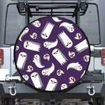 Cartoon Ghost Pattern Print Leather Spare Tire Cover