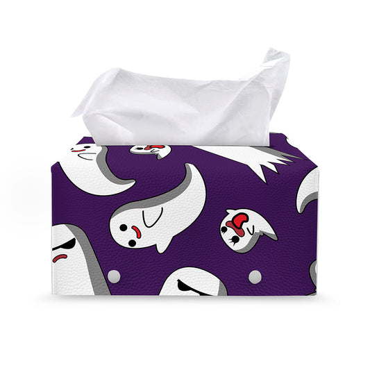 Cartoon Ghost Pattern Print Leather Tissue Box Cover