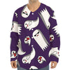 Cartoon Ghost Pattern Print Long Sleeve Baseball Jersey