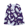 Cartoon Ghost Pattern Print Long Sleeve Short Coat