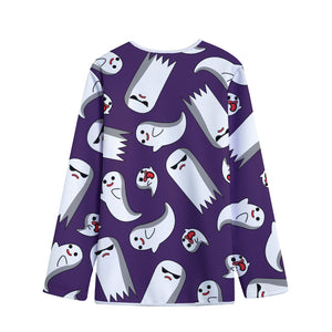 Cartoon Ghost Pattern Print Long Sleeve Short Coat