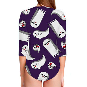 Cartoon Ghost Pattern Print Long Sleeve Swimsuit