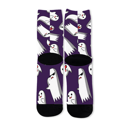 Cartoon Ghost Pattern Print Long Socks