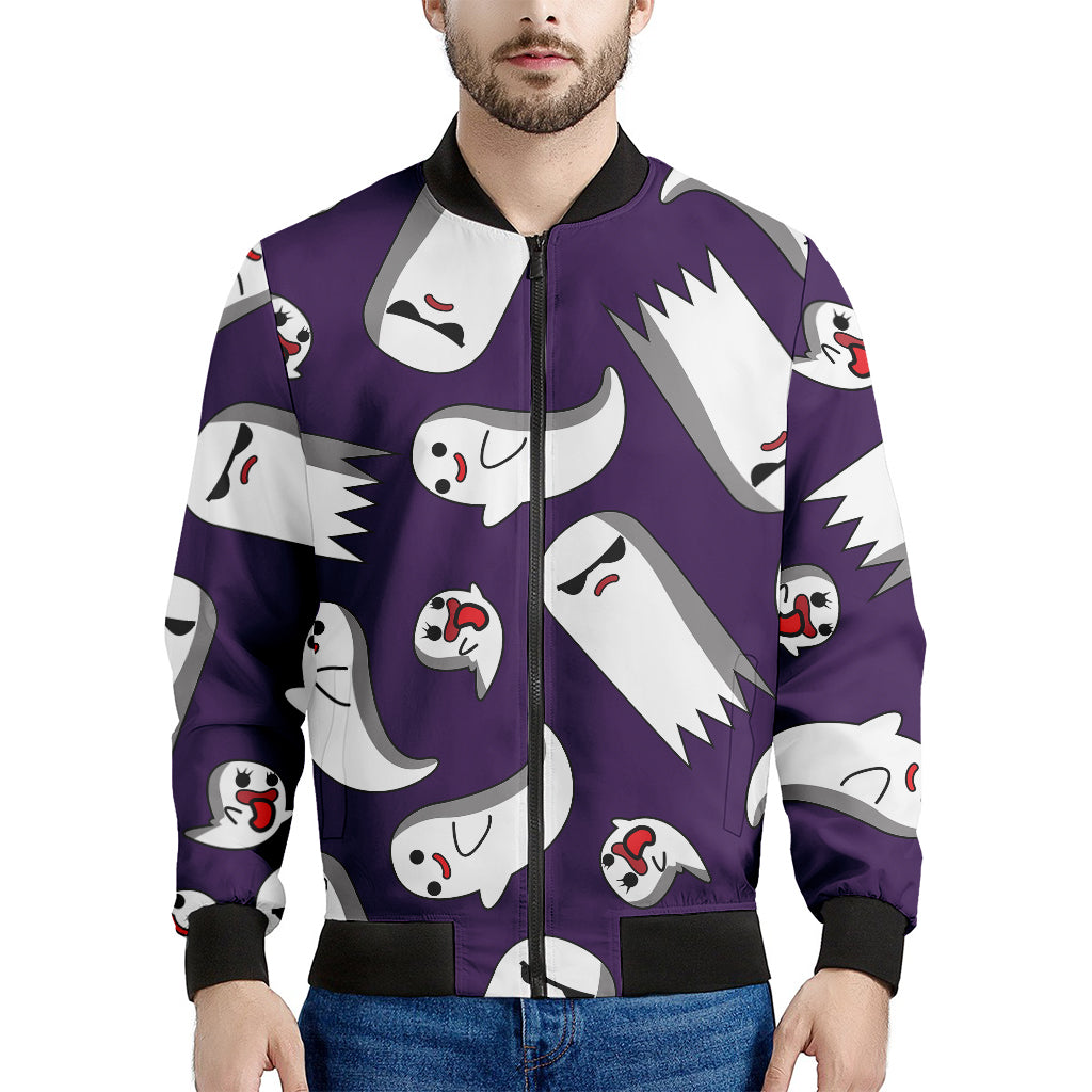 Cartoon Ghost Pattern Print Men's Bomber Jacket