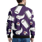 Cartoon Ghost Pattern Print Men's Bomber Jacket