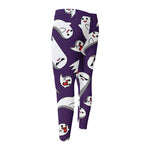 Cartoon Ghost Pattern Print Men's Compression Pants