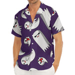 Cartoon Ghost Pattern Print Men's Deep V-Neck Shirt
