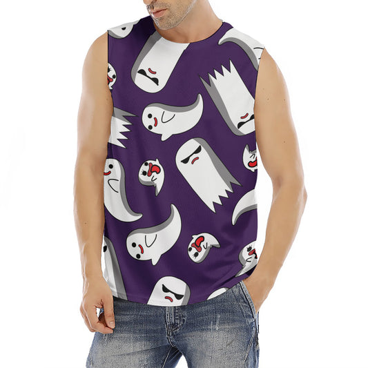Cartoon Ghost Pattern Print Men's Fitness Tank Top