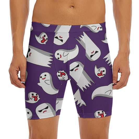Cartoon Ghost Pattern Print Men's Long Boxer Briefs