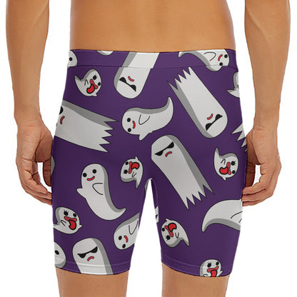 Cartoon Ghost Pattern Print Men's Long Boxer Briefs