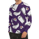 Cartoon Ghost Pattern Print Men's Long Sleeve Rash Guard