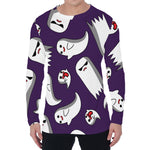 Cartoon Ghost Pattern Print Men's Long Sleeve T-Shirt