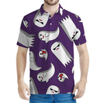Cartoon Ghost Pattern Print Men's Polo Shirt