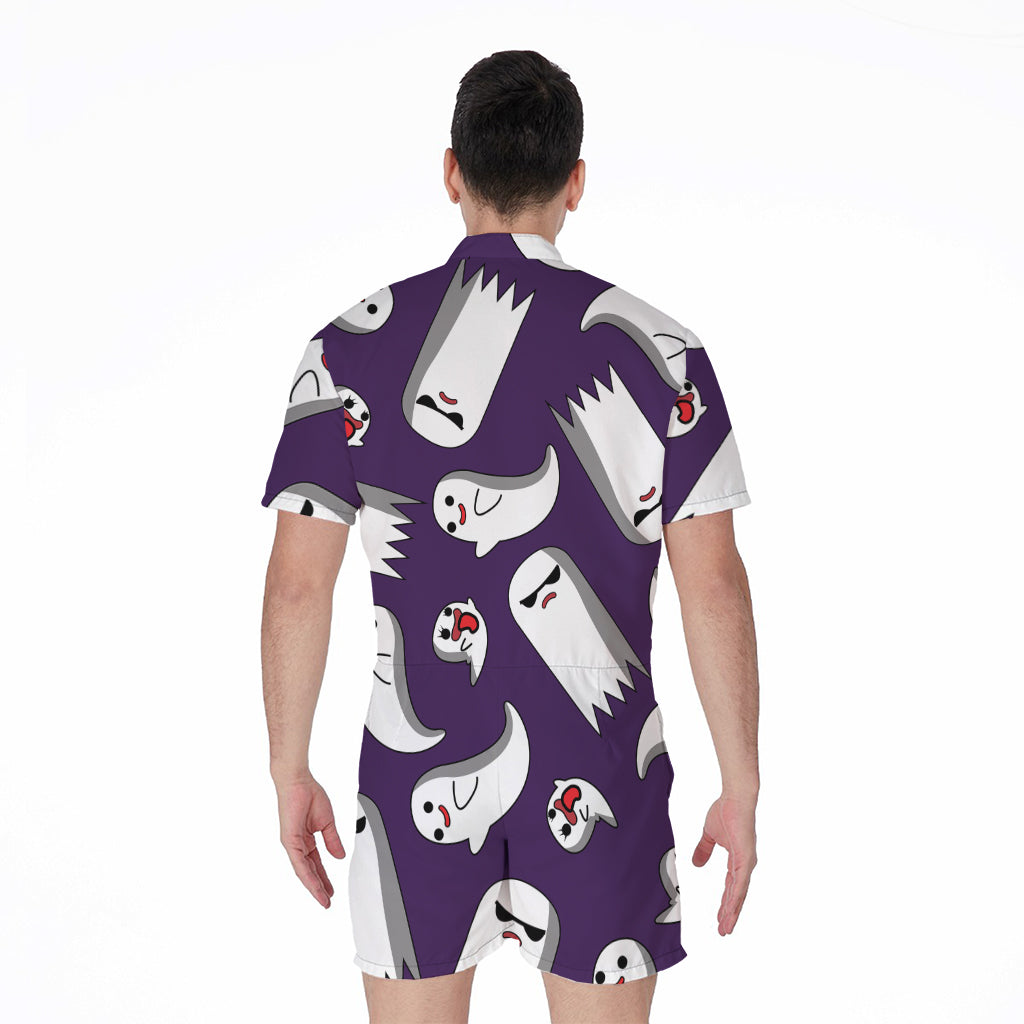 Cartoon Ghost Pattern Print Men's Rompers