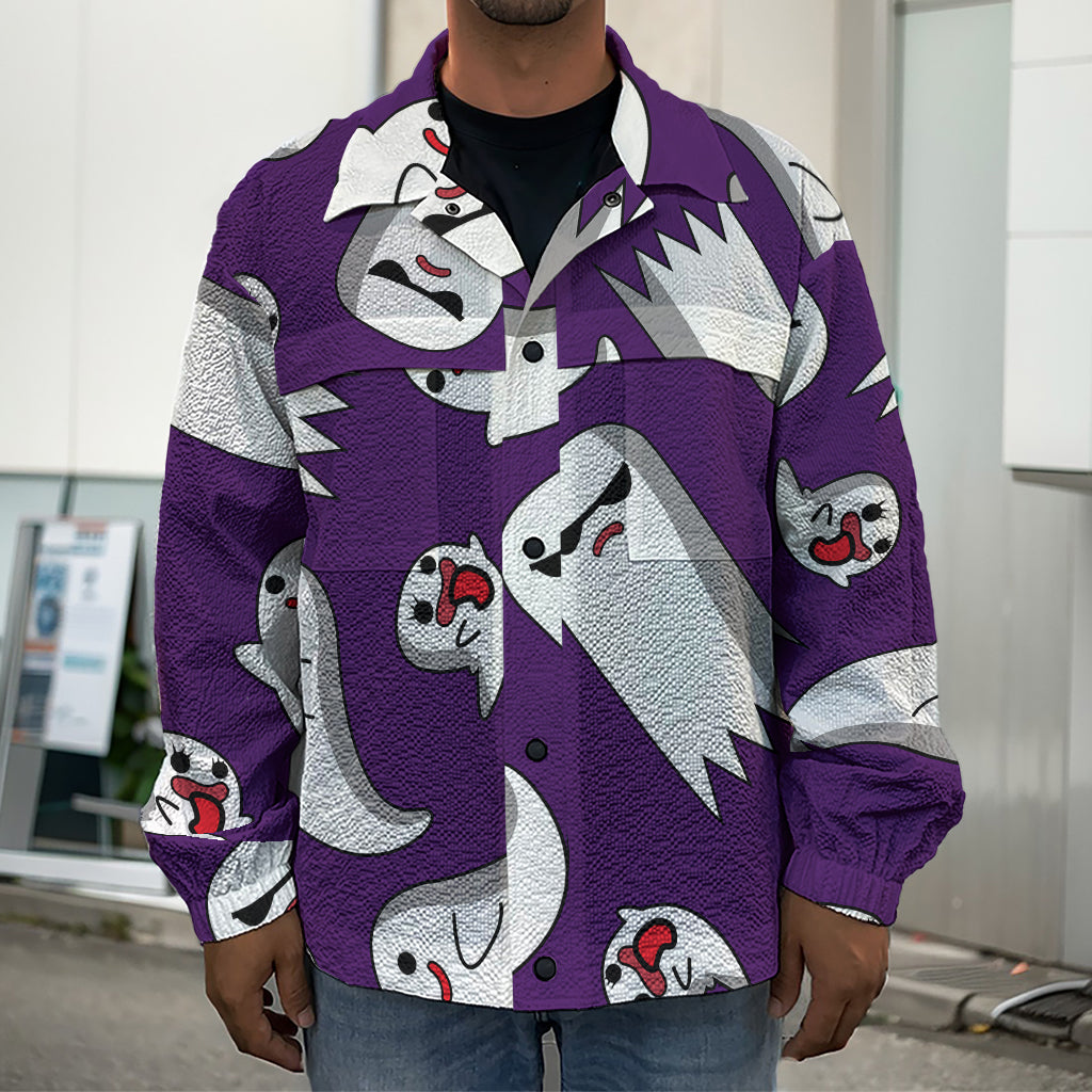 Cartoon Ghost Pattern Print Men's Shirt Jacket