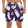 Cartoon Ghost Pattern Print Men's Split Running Shorts